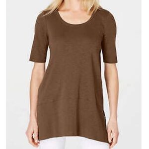 J. Jill Brown Luxe Supima A-line Tunic Top, XL